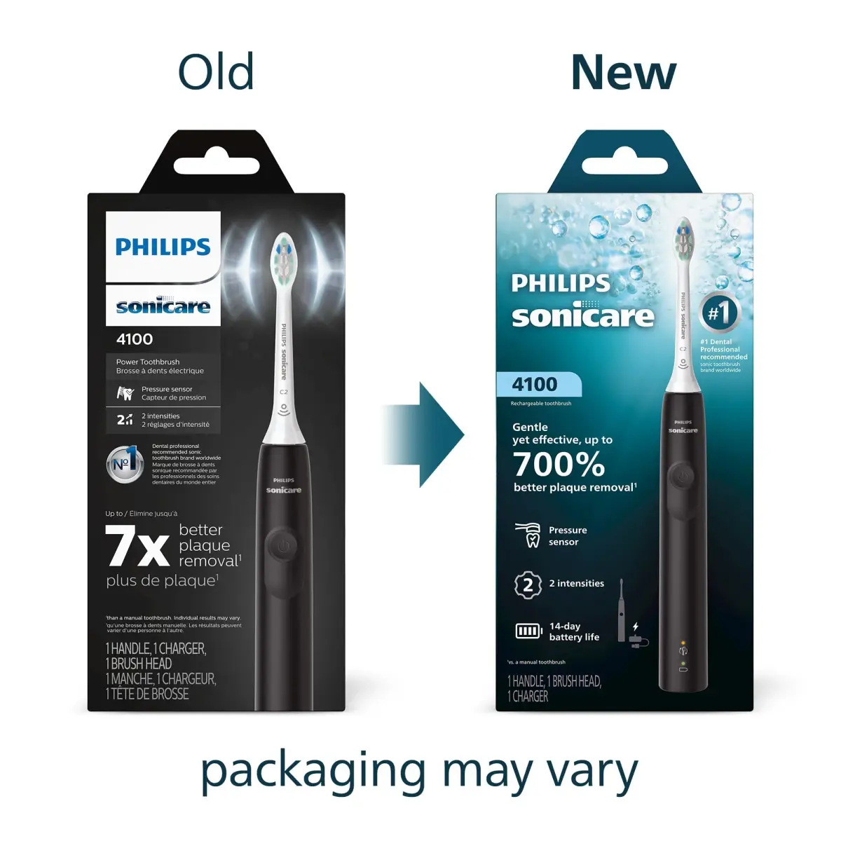 Philips Sonicare 4100 Rechargeable Electric Toothbrush with C2 Brush Head & Travel Case, Black - view 2