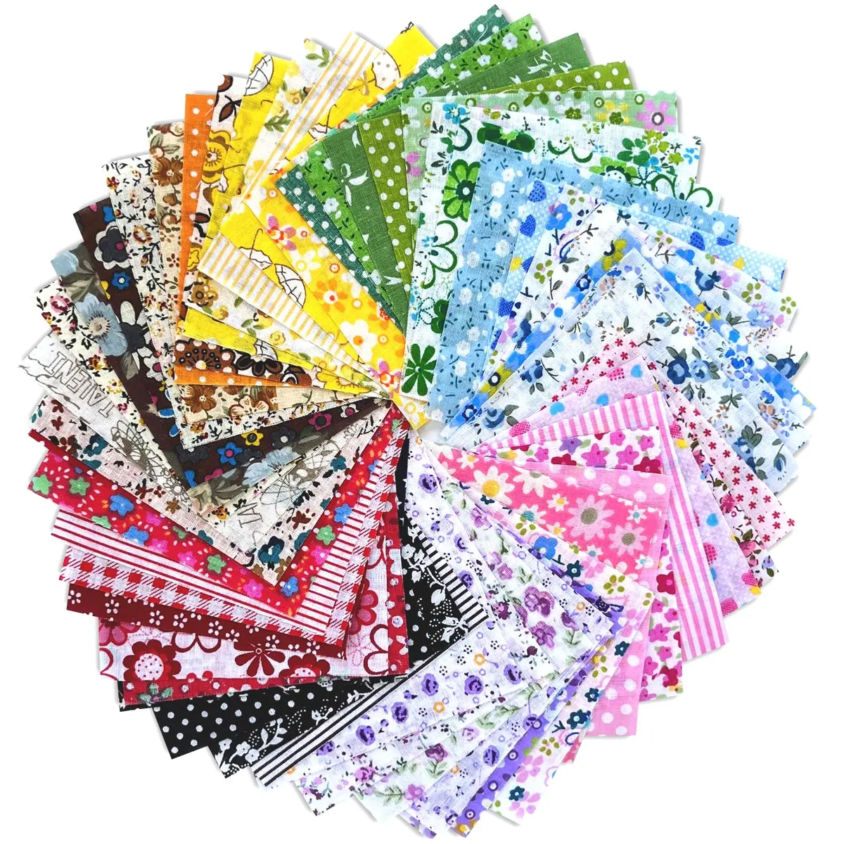 Ysanciuu 150 Pcs Cotton Craft Fabric Bundle Squares | Multicolored 4x4 Inch Pre-Cut Quilt Squares - main product image