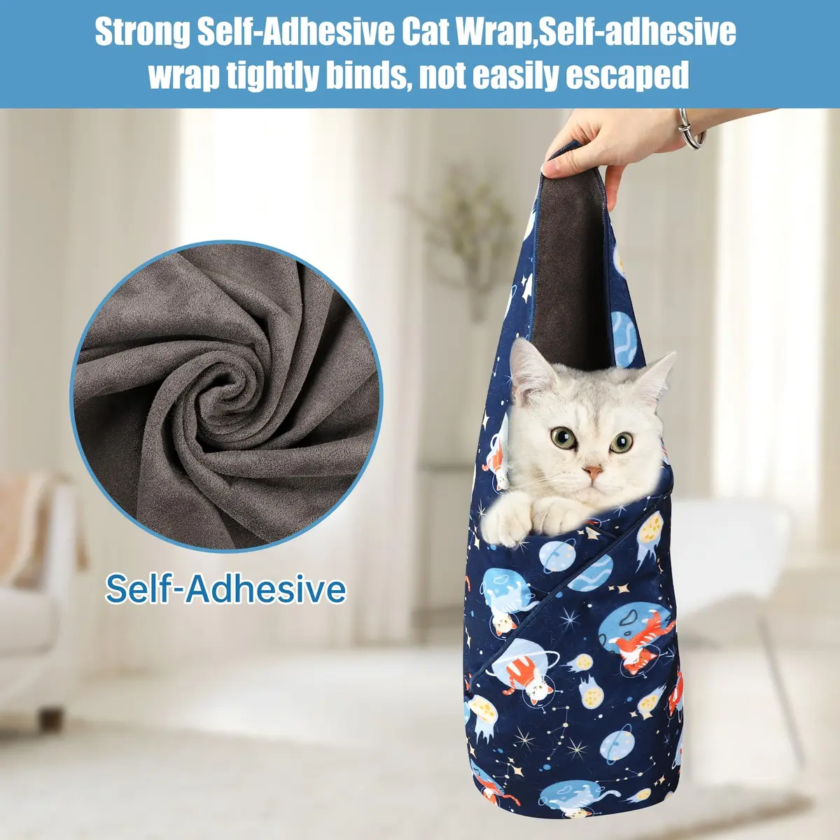 ZINGTERRA Cat Grooming Wrap,Anti-Escape Cat Wrap for Grooming,Self-Adherent Soft Cat Blanket to Wrap,Anti-Bite,Clip Nails,Anti-Scratch,Cat Calming Wrap,Cat Burrito Wrap,Swaddle Wrap Pet Tool | Comfortable, Versatile & Reusable - view 7