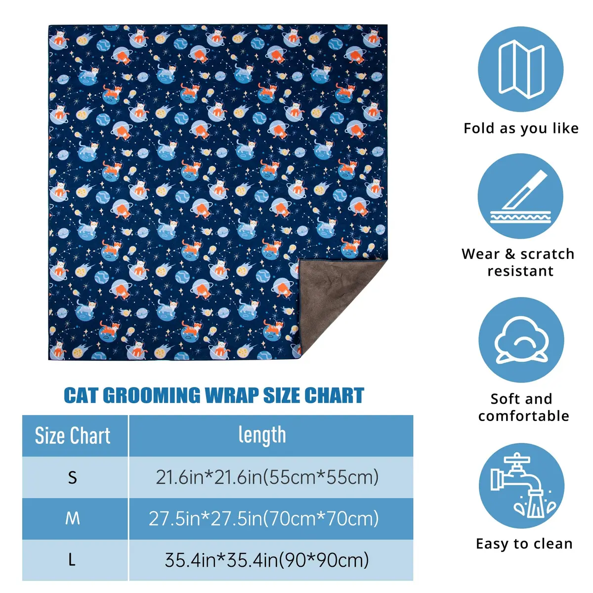 ZINGTERRA Cat Grooming Wrap,Anti-Escape Cat Wrap for Grooming,Self-Adherent Soft Cat Blanket to Wrap,Anti-Bite,Clip Nails,Anti-Scratch,Cat Calming Wrap,Cat Burrito Wrap,Swaddle Wrap Pet Tool | Comfortable, Versatile & Reusable - view 2