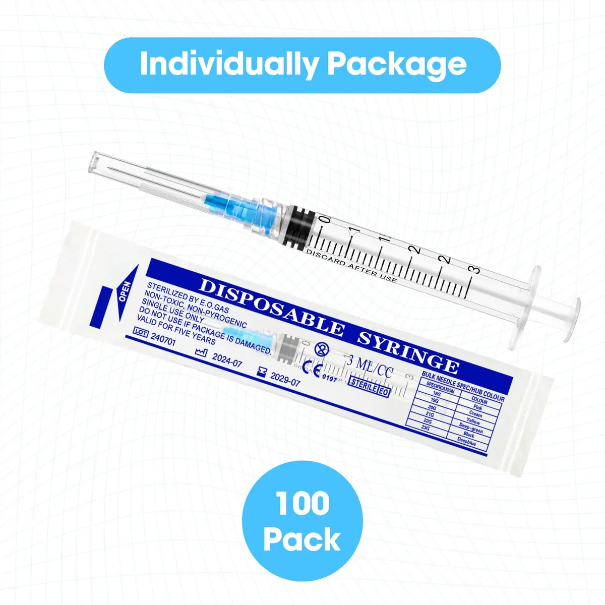 Maydeyy 3ml Syringe with Luer Lock, 23Ga 1inch | Leak-Proof, Sterile Lab Supplies - view 6