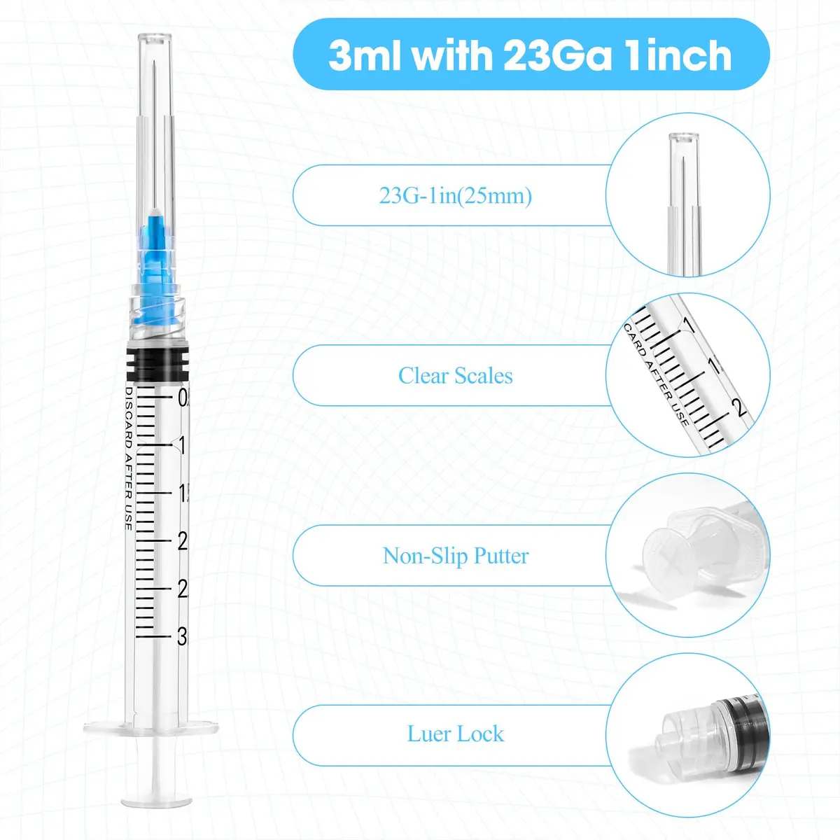 Maydeyy 3ml Syringe with Luer Lock, 23Ga 1inch | Leak-Proof, Sterile Lab Supplies - view 2