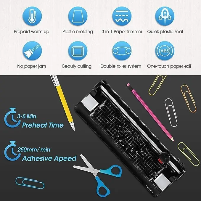 Eficentline YE381 13-inch Thermal & Cold Laminator Machine with 120 Pouches, Trimmer & Rounder | 297mm Max Width - view 10