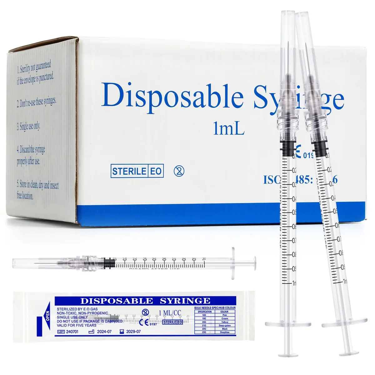 Maydeyy 1ml Syringe with 27Ga 1/2inch | Leak-proof, Sterile, Easy to Use - main product image
