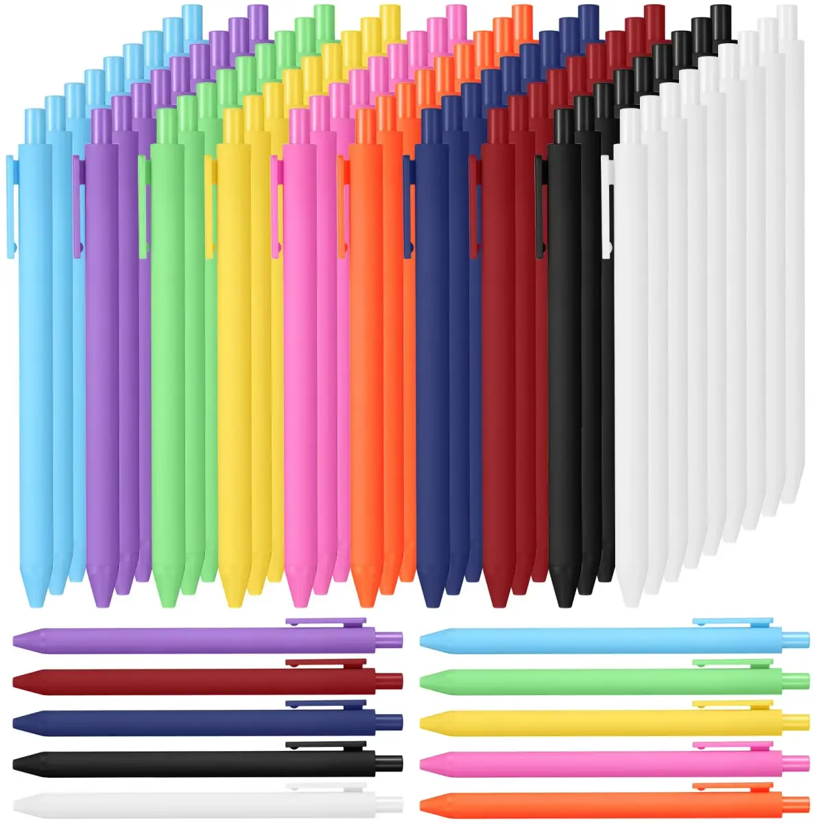 Teling 100 Pcs Inspirational Ballpoint Pens Bulk, Classic Colors, 0.5mm | Smooth Writing for Students & Office - main product image