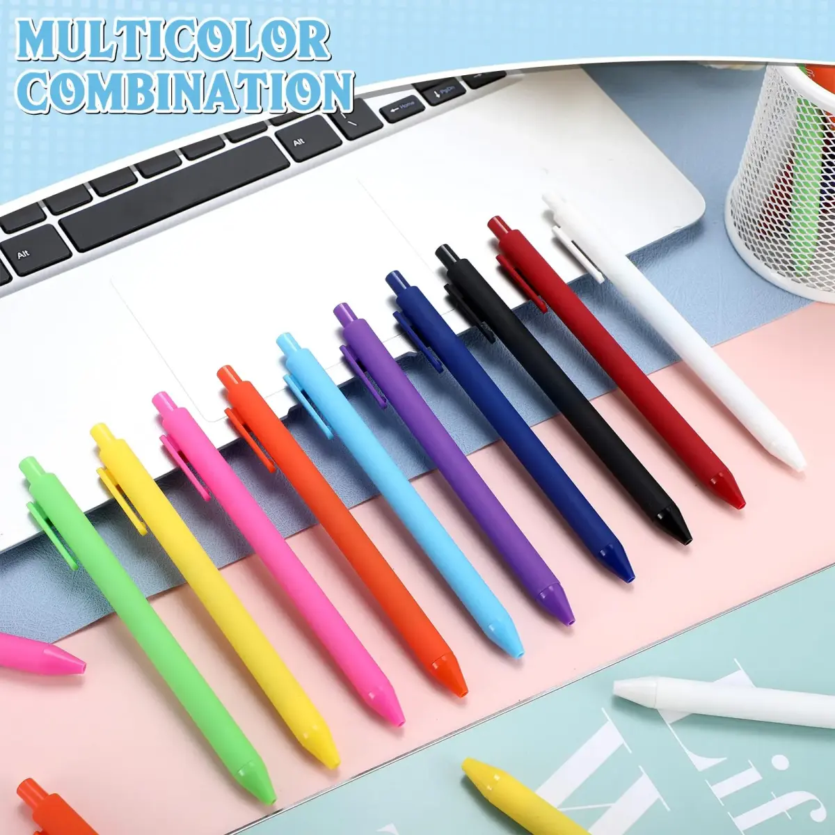 Teling 100 Pcs Inspirational Ballpoint Pens Bulk, Classic Colors, 0.5mm | Smooth Writing for Students & Office - view 6
