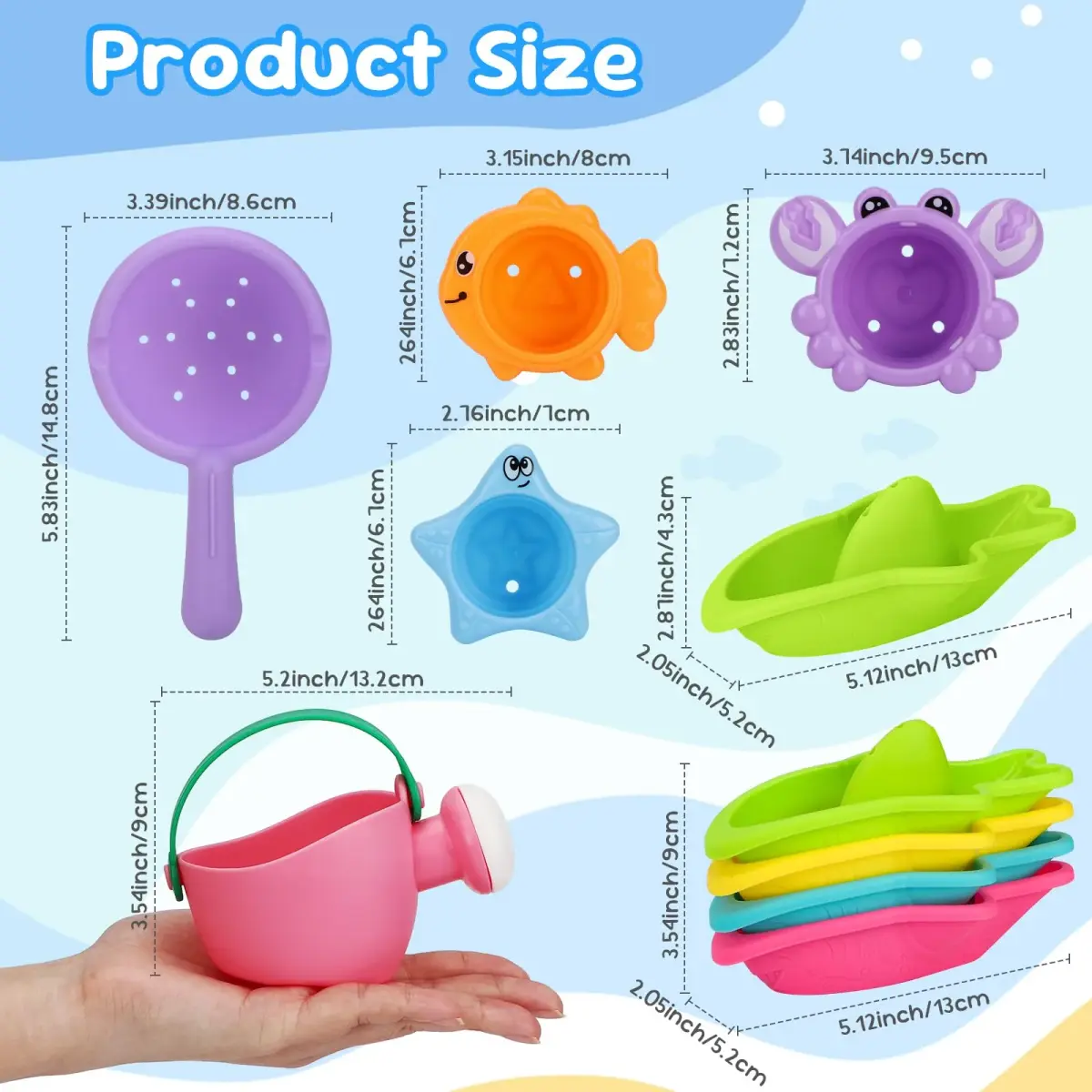 Fajiabao Toddler Bath Toys 9-Piece Ocean Set | BPA-Free Educational Water Play - view 6