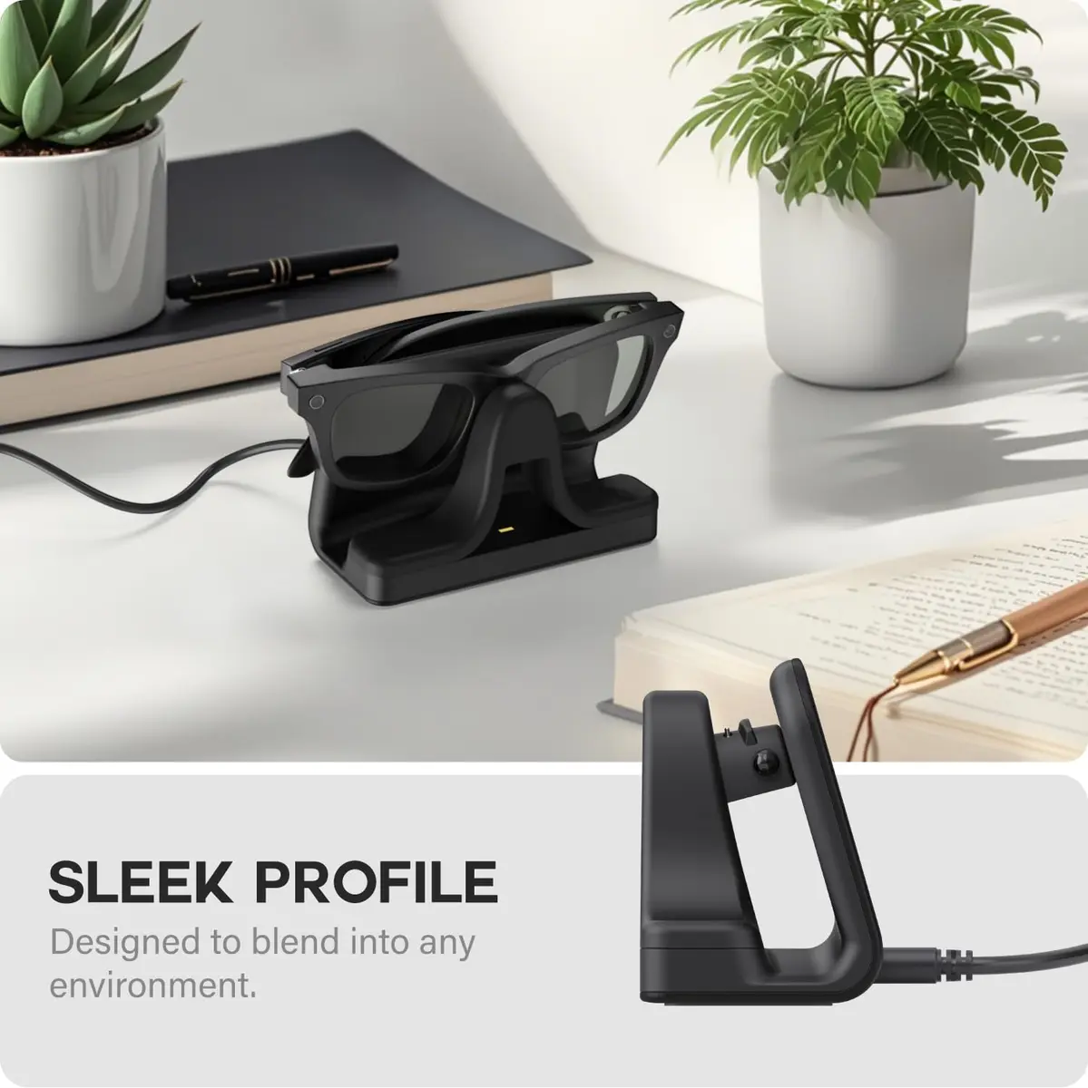 TUSITA Charging Stand & Cable for Ray-Ban Meta Smart Glasses (Gen 1,2) - Black | USB-C - view 5