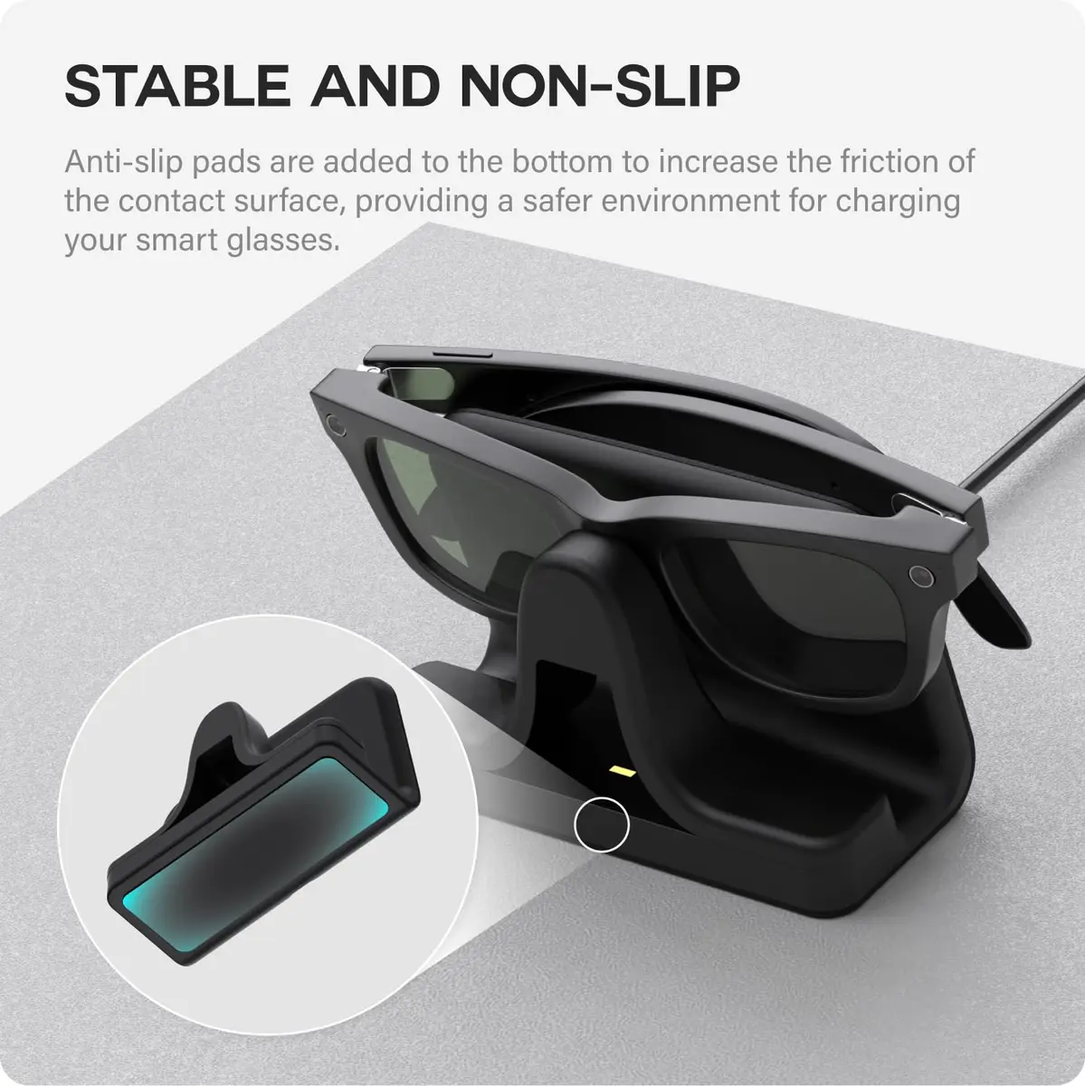 TUSITA Charging Stand & Cable for Ray-Ban Meta Smart Glasses (Gen 1,2) - Black | USB-C - view 4