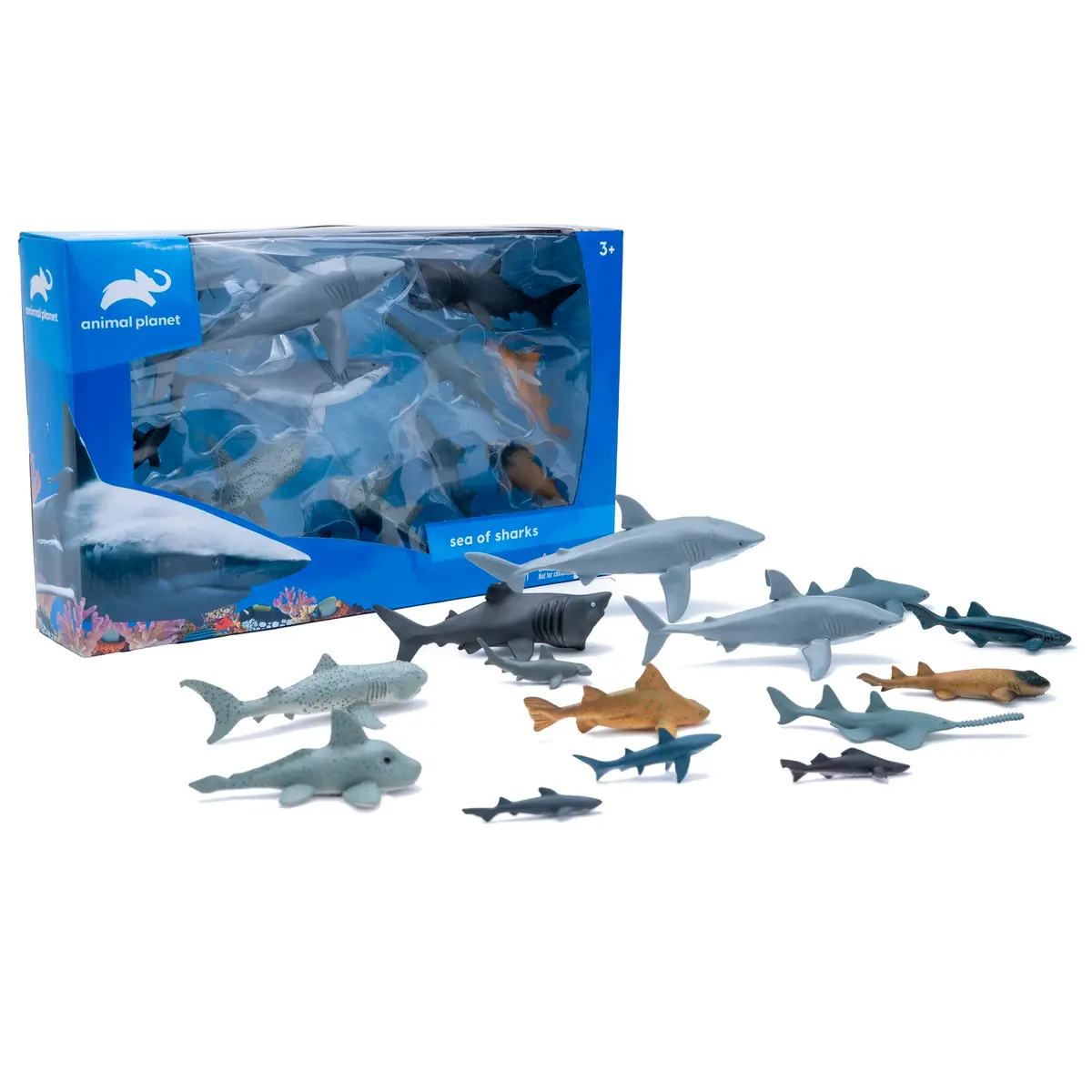 Animal Planet Sea of Sharks Playset – 14 Piece Shark Figures for Kids 3+ | Realistic Ocean Adventure - main product image
