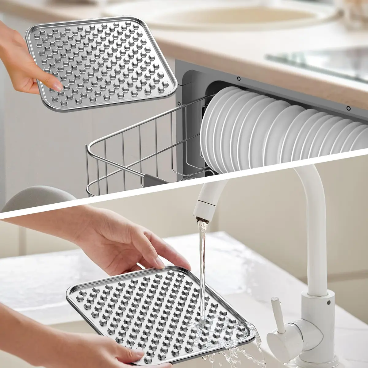 Feedoo Double Wall Stainless Steel Lick Mat for Dogs & Cats - Chew Proof, Non-Slip Base, Slow Feeder Pad (24.5 cm x 24.5 cm x 1 cm) - view 8