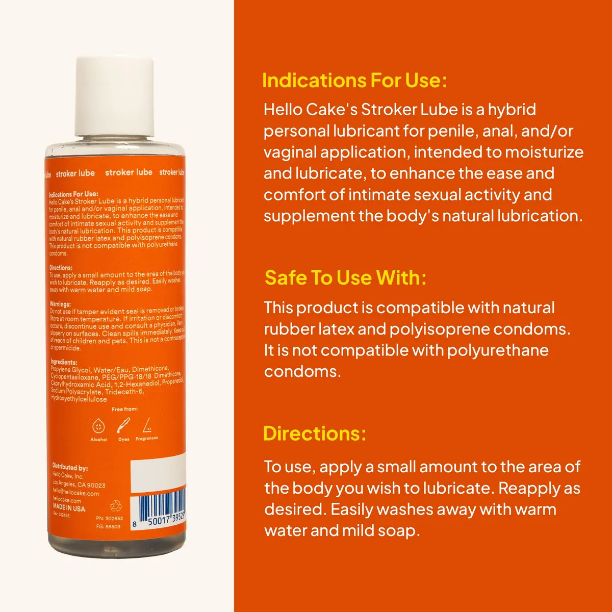 Cake Stroker Lube 8 Fl Oz | Hybrid Water & Silicone Formula for Sensitive Skin - view 2