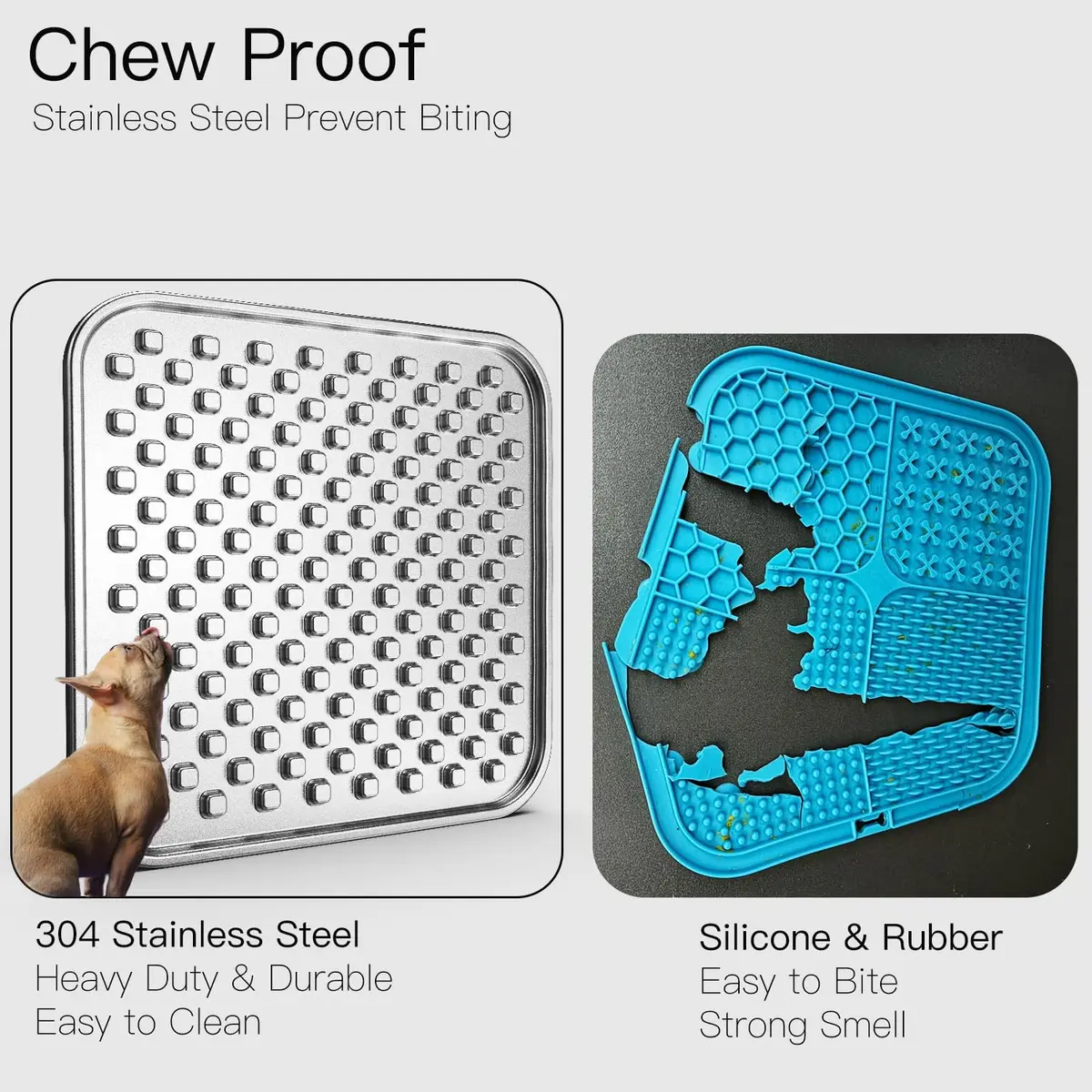 Feedoo Double Layer Stainless Steel Lick Mat for Dogs & Cats 25.19 cm (9.92 in) 2-Pack | Chew-Proof & Non-Slip for Anxiety Relief - view 4