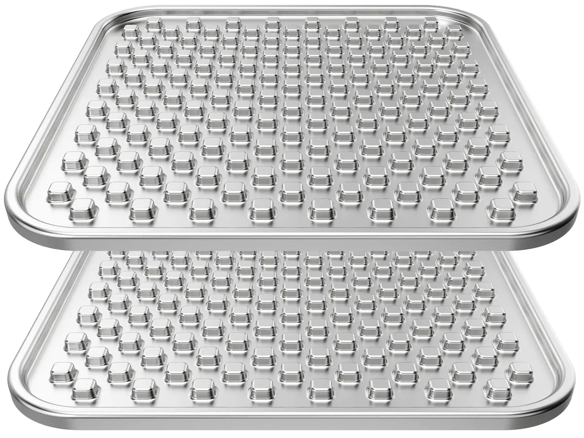 Feedoo Double Layer Stainless Steel Lick Mat for Dogs & Cats 25.19 cm (9.92 in) 2-Pack | Chew-Proof & Non-Slip for Anxiety Relief - main product image
