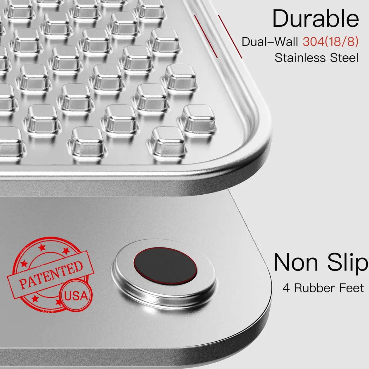 Feedoo Double Layer Stainless Steel Lick Mat for Dogs & Cats 25.19 cm (9.92 in) 2-Pack | Chew-Proof & Non-Slip for Anxiety Relief - view 2