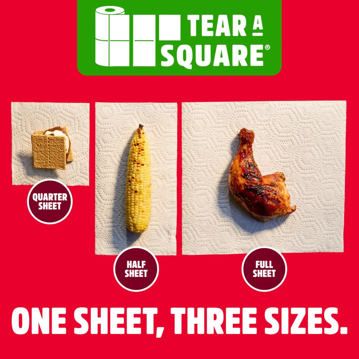 Brawny Tear-A-Square 3-Ply Paper Towels, 12 XL Family Rolls (1200 Sheets Total) | Strong, Absorbent, Durable - view 7
