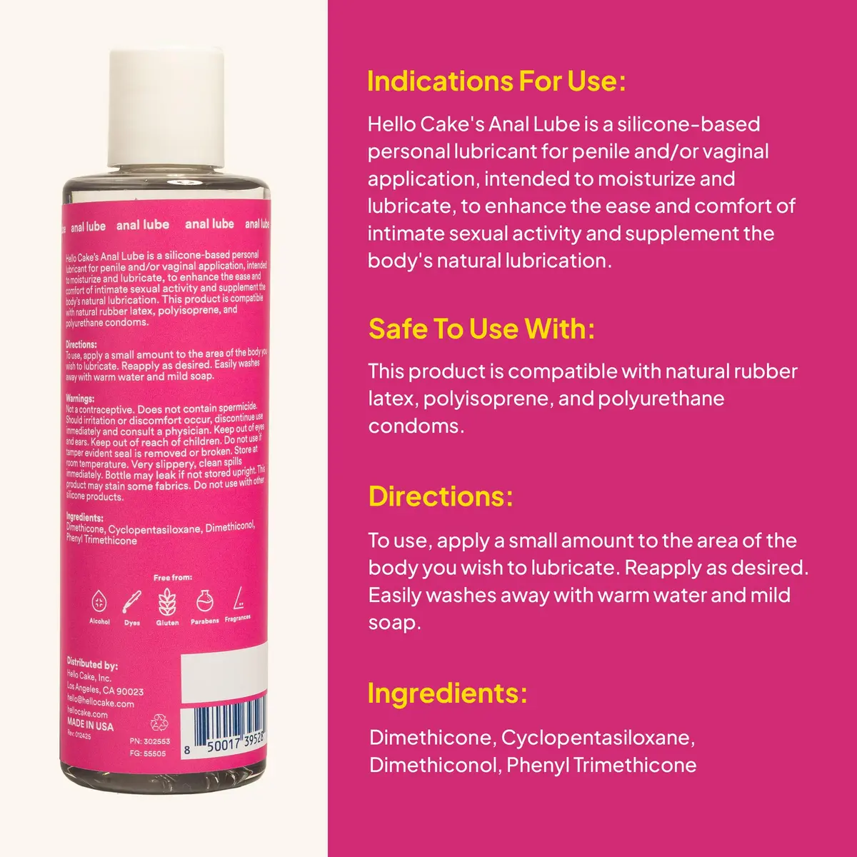 Cake Anal Lube - Silicone-Based Personal Lubricant, 8 Fl Oz | Waterproof, Long-Lasting, Safe for All Condoms - view 2