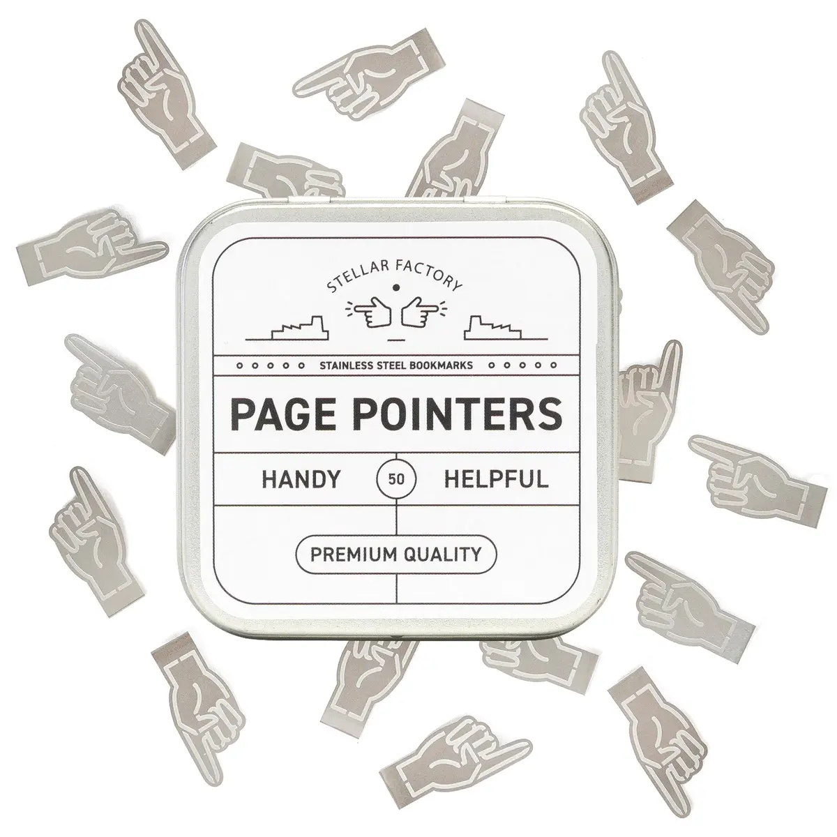 Stellar Factory Book Darts Page Pointer 1.2" x 0.5" (50-Count Tin) | Marks Exact Lines - main product image