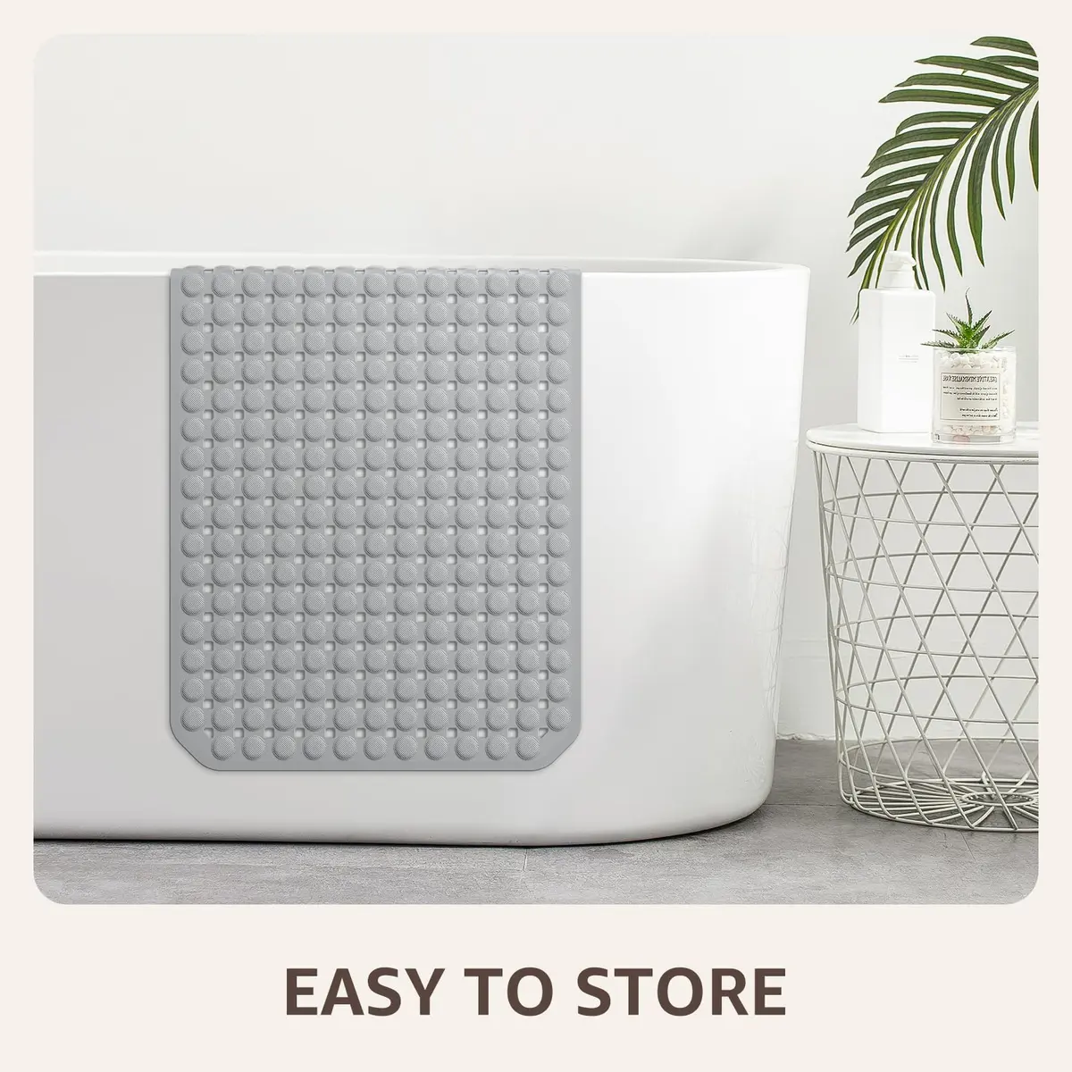 OTHWAY Grey Bathtub Shower Mat Non Slip | 91cm x 41cm (35"x16") with 198 Suction Cups - view 7