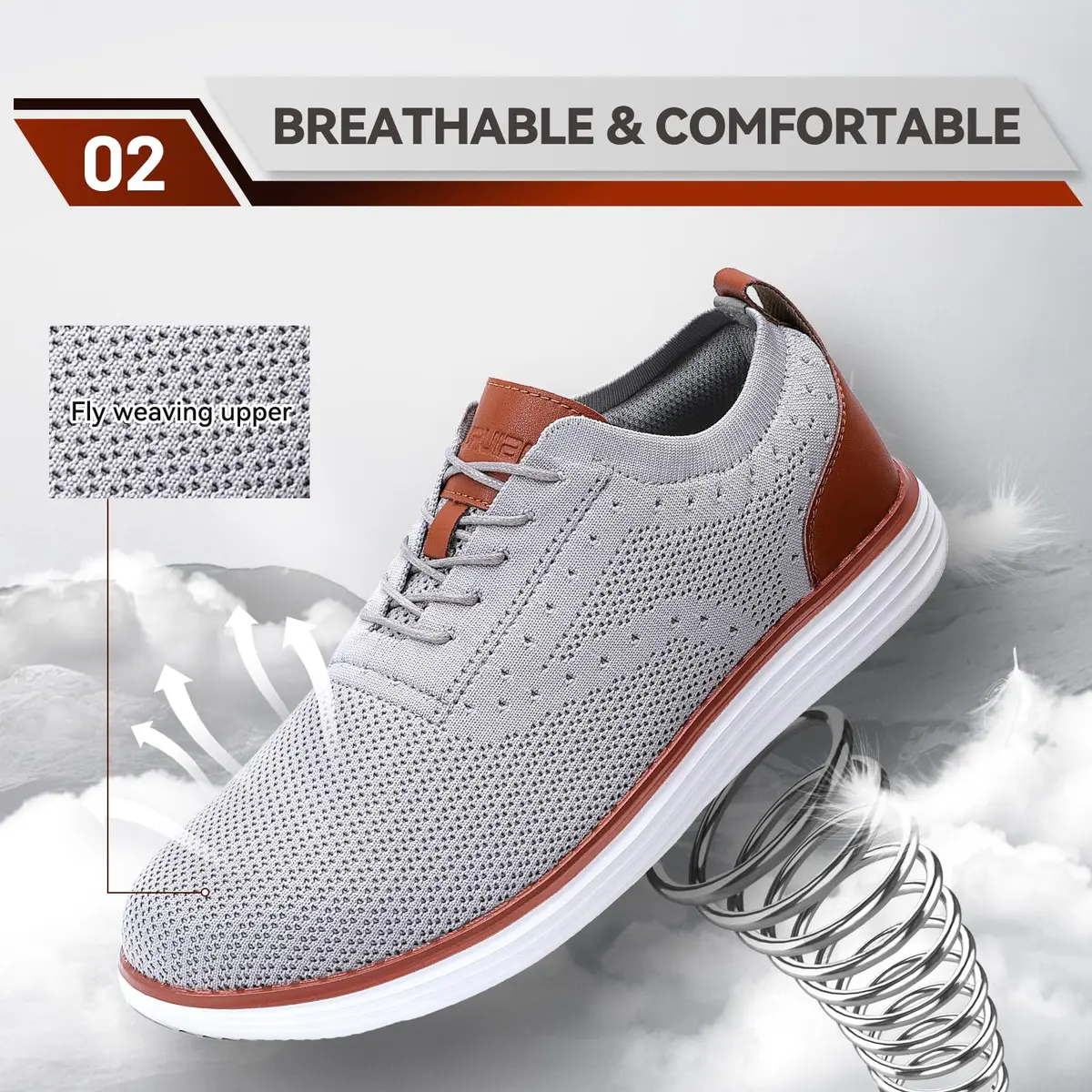 Furuian Men's Steel Toe Shoes Lightweight Safety Tennis Work Sneakers Grey 250g (7.5 US) - view 5