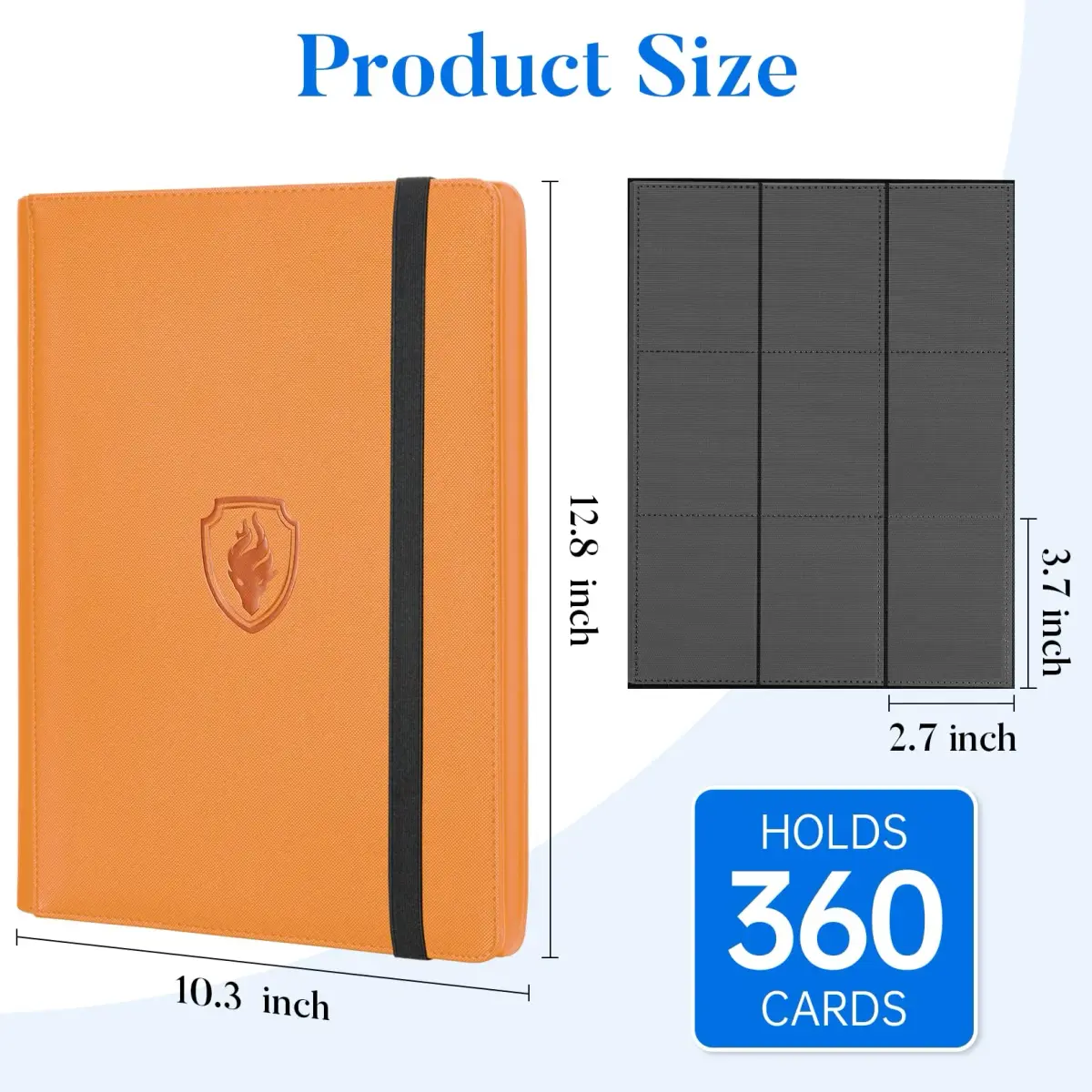 Fabmaker 9 Pocket Card Binder for 360 Cards, Orange PU Cover Display Album | Educational & Safe for Kids - view 6