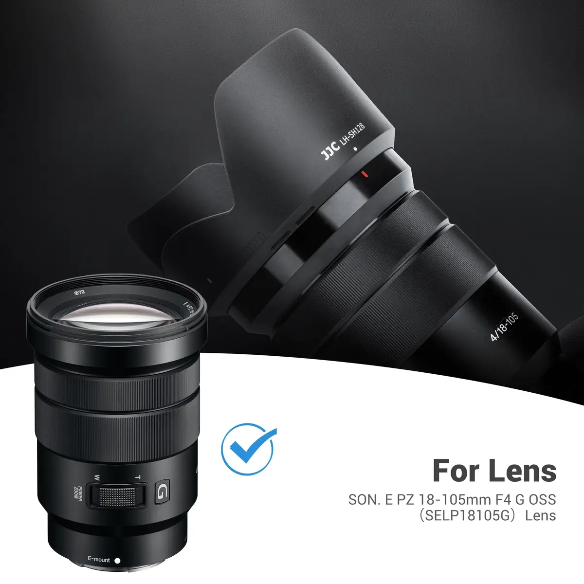 JJC ALC-SH128 Bayonet Lens Hood Shade for Sony E PZ 18-105mm F4 G OSS Lens | Replaces Sony ALC-SH128, Reversible, 72mm Filter Compatible - view 2