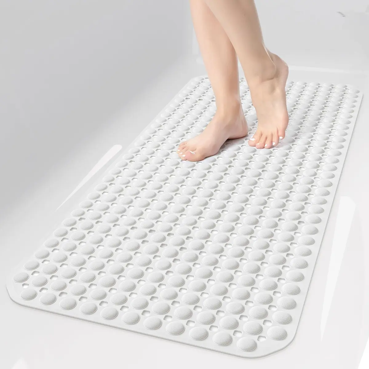 OTHWAY Bath Tub Shower Mat Non Slip 35x16 Inch White | 198 Suction Cups, Rapid Drain, Machine Washable - main product image