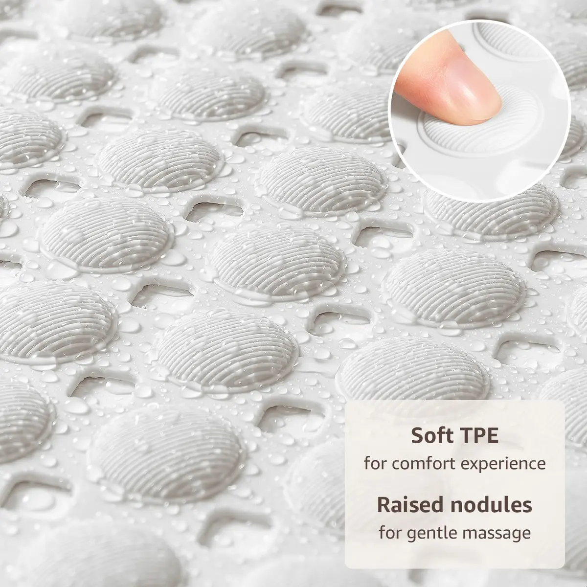 OTHWAY Bath Tub Shower Mat Non Slip 35x16 Inch White | 198 Suction Cups, Rapid Drain, Machine Washable - view 2