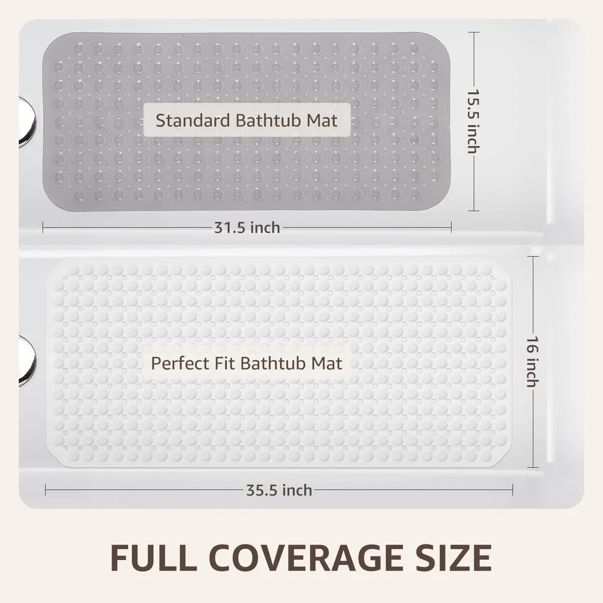 OTHWAY Bath Tub Shower Mat Non Slip 35x16 Inch White | 198 Suction Cups, Rapid Drain, Machine Washable - view 4