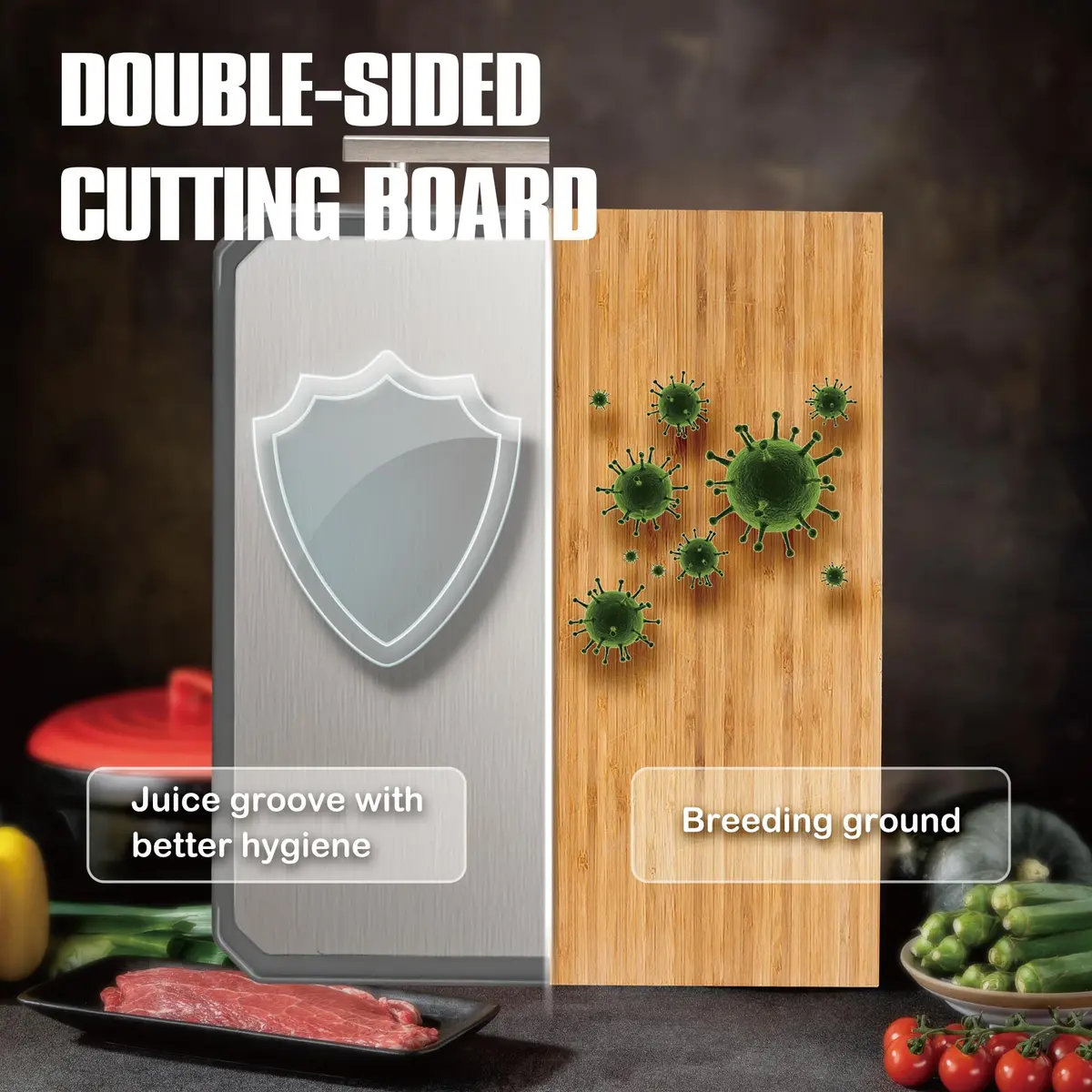 SNOWCLAD Stainless Steel Cutting Board Set of 2 | Durable, Hygienic & Easy to Clean (16x11+12x8.3 Inch) - view 5