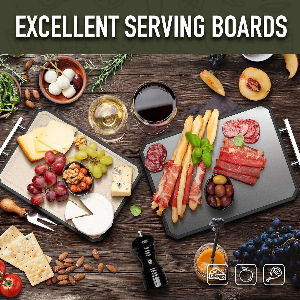 SNOWCLAD Stainless Steel Cutting Board Set of 2 | Durable, Hygienic & Easy to Clean (16x11+12x8.3 Inch) - view 2