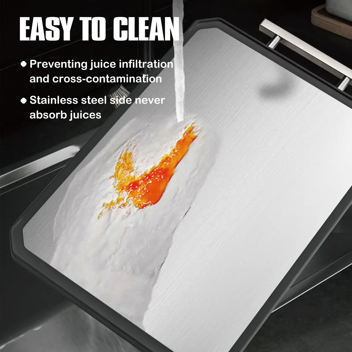 SNOWCLAD Stainless Steel Cutting Board Set of 2 | Durable, Hygienic & Easy to Clean (16x11+12x8.3 Inch) - view 3