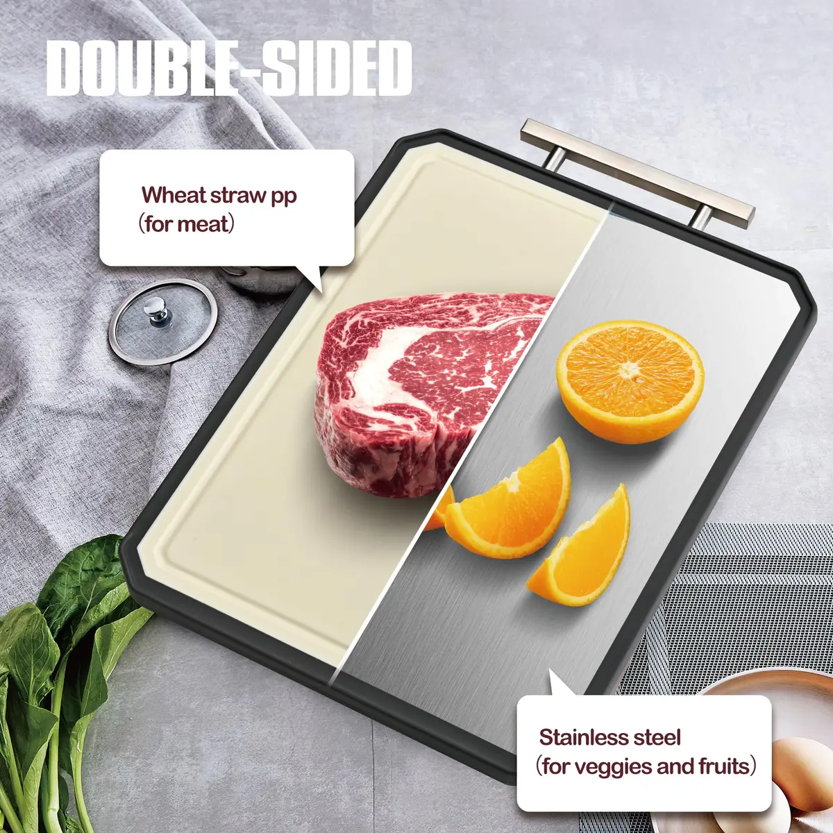 SNOWCLAD Stainless Steel Cutting Board Set of 2 | Durable, Hygienic & Easy to Clean (16x11+12x8.3 Inch) - view 4