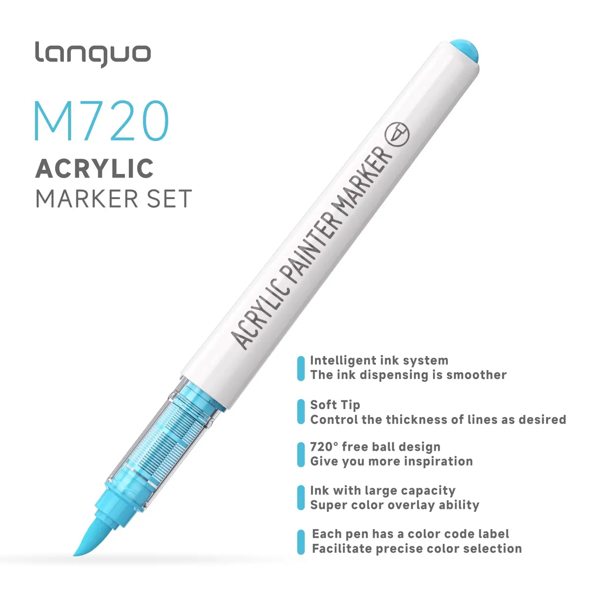 languo 24 Colors Acrylic Paint Markers, Brush Tip | Water-Based, Waterproof, 1-5mm Lines, Ideal for Art & Craft (70-120 chars) - view 2