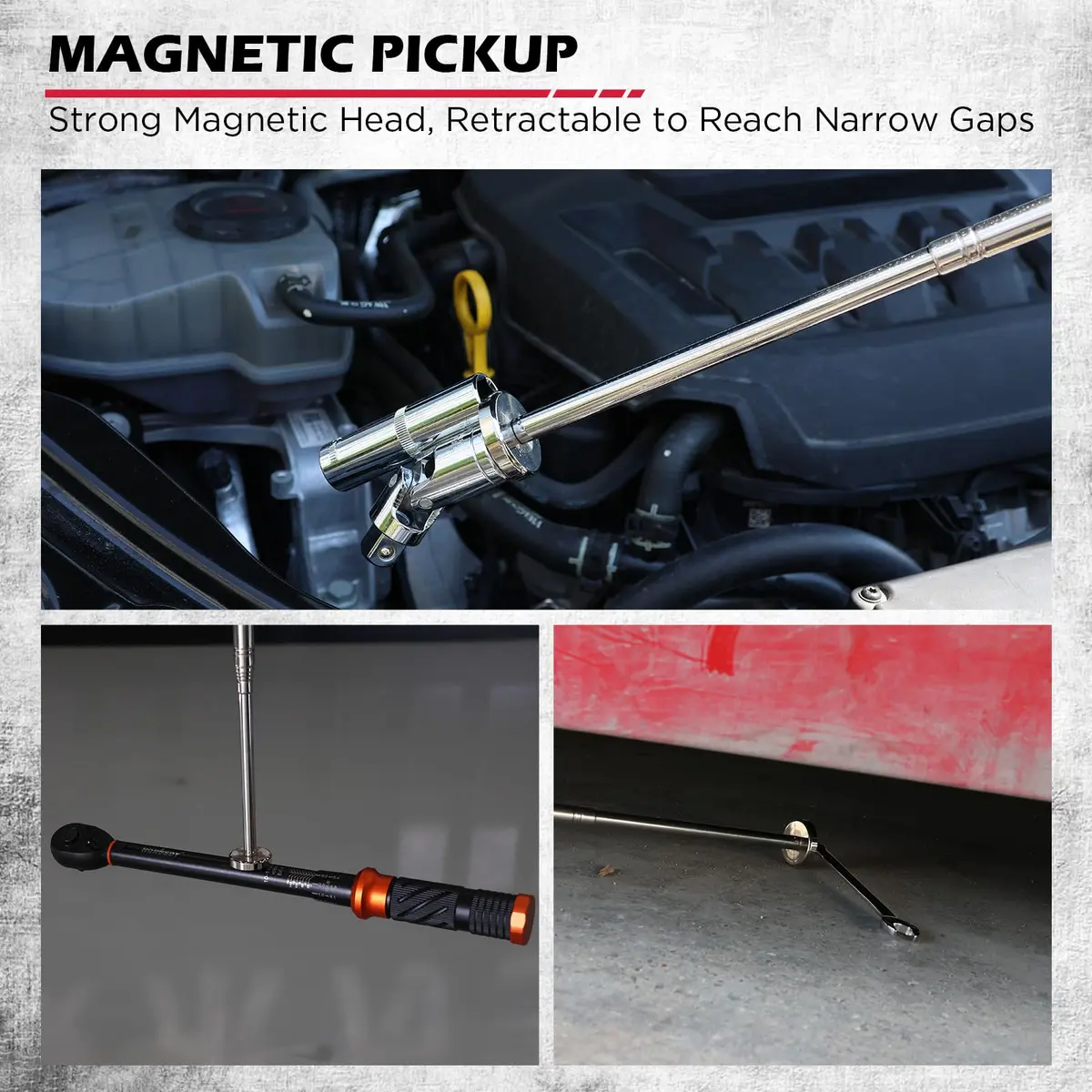 SEDY Telescoping Magnetic Pickup Tool 3 Pack with Parts Tray, 41in Extendable Magnet Stick, 50lb Pull Force | Workshop & Garage Essentials - view 6