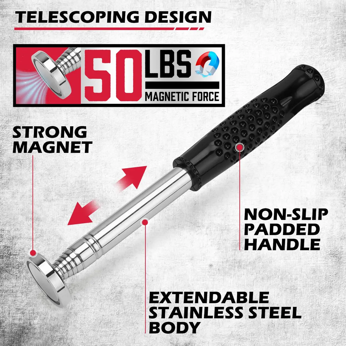 SEDY Telescoping Magnetic Pickup Tool 3 Pack with Parts Tray, 41in Extendable Magnet Stick, 50lb Pull Force | Workshop & Garage Essentials - view 3