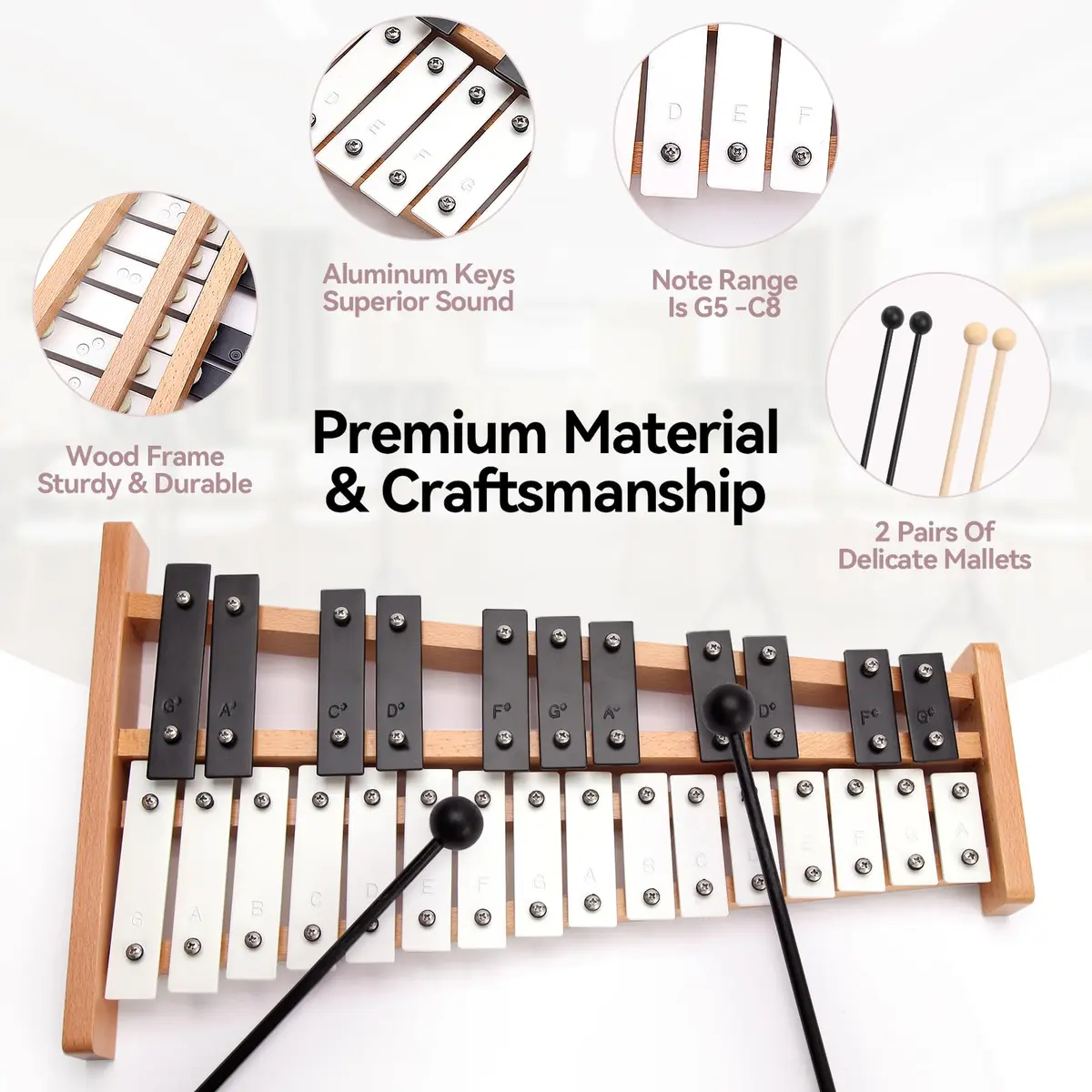 Heuyrao 27 Note Foldable Glockenspiel Xylophone | Bright Aluminum Tone & Compact Design for Beginners & Pros - view 4