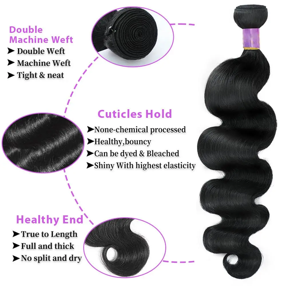 ANNELBEL 16 Inch Body Wave Human Hair Bundles | 100% Unprocessed Brazilian Virgin Hair - view 3