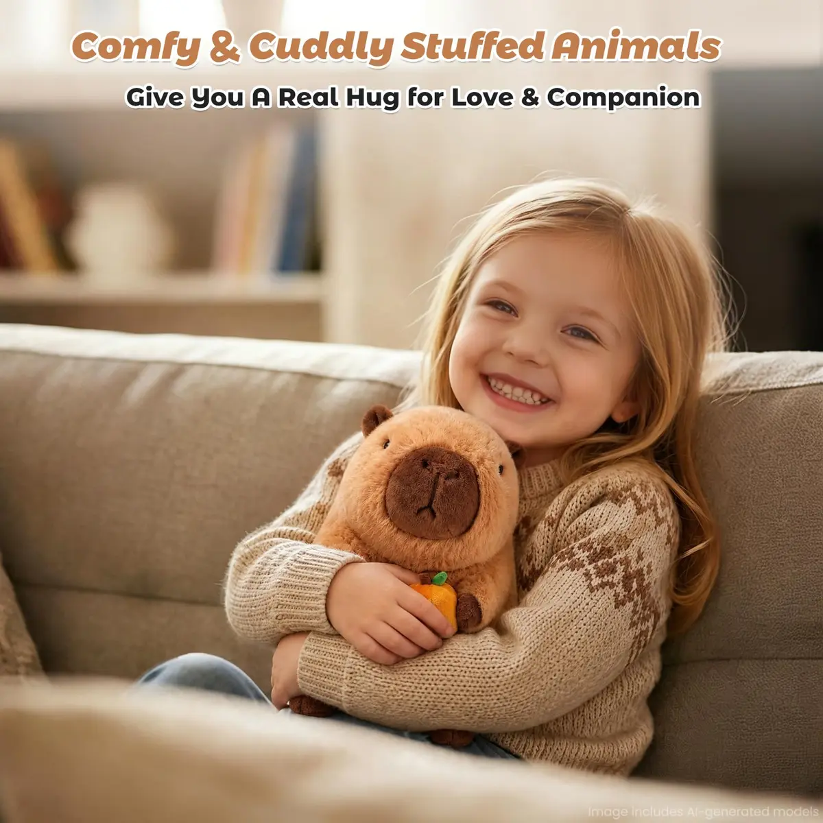 Bobbie & Laxi Capybara with Orange Plushie Weighted Stuffed Animal 25cm (9.1in) | Heat & Cold Therapy with Aromatherapy - view 6