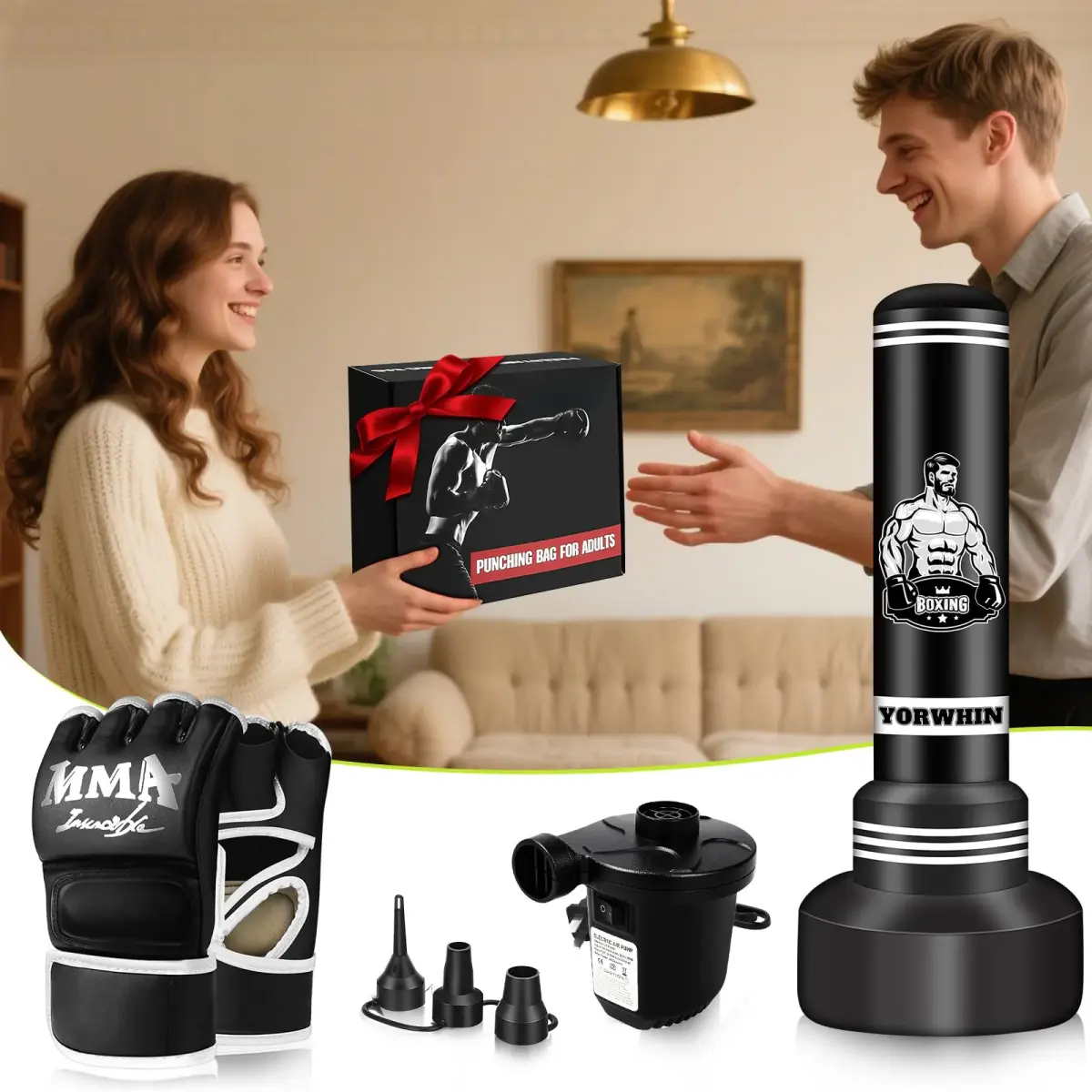 YORWHIN Freestanding Punching Bag 70" (178 cm) with Gloves & Pump | Heavy Duty for Adults & Teens - view 7