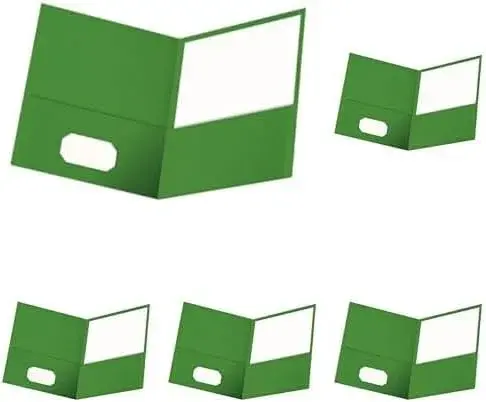 Oxford Two Pocket Folders Textured Paper Green Letter Size, 25 Count (Pack of 5) | Durable Textured Paper for School & Office - main product image