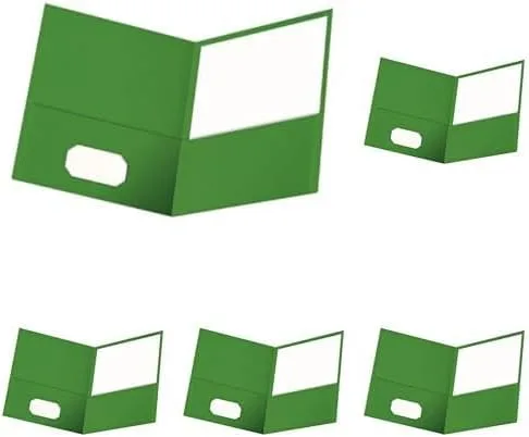 Oxford Two Pocket Folders Textured Paper Green Letter Size, 25 Count (Pack of 5) | Durable Textured Paper for School & Office - main product image