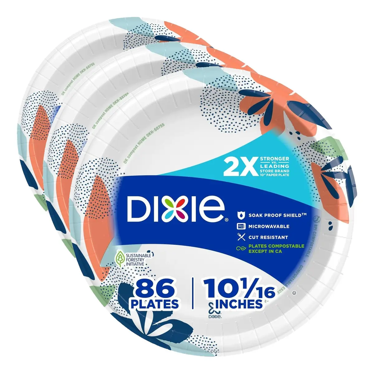 Dixie Ultra Paper Plates 10 Inch (258 Count) | 2X Stronger, Soak-Proof, Microwave-Safe | Kosher Certified - main product image