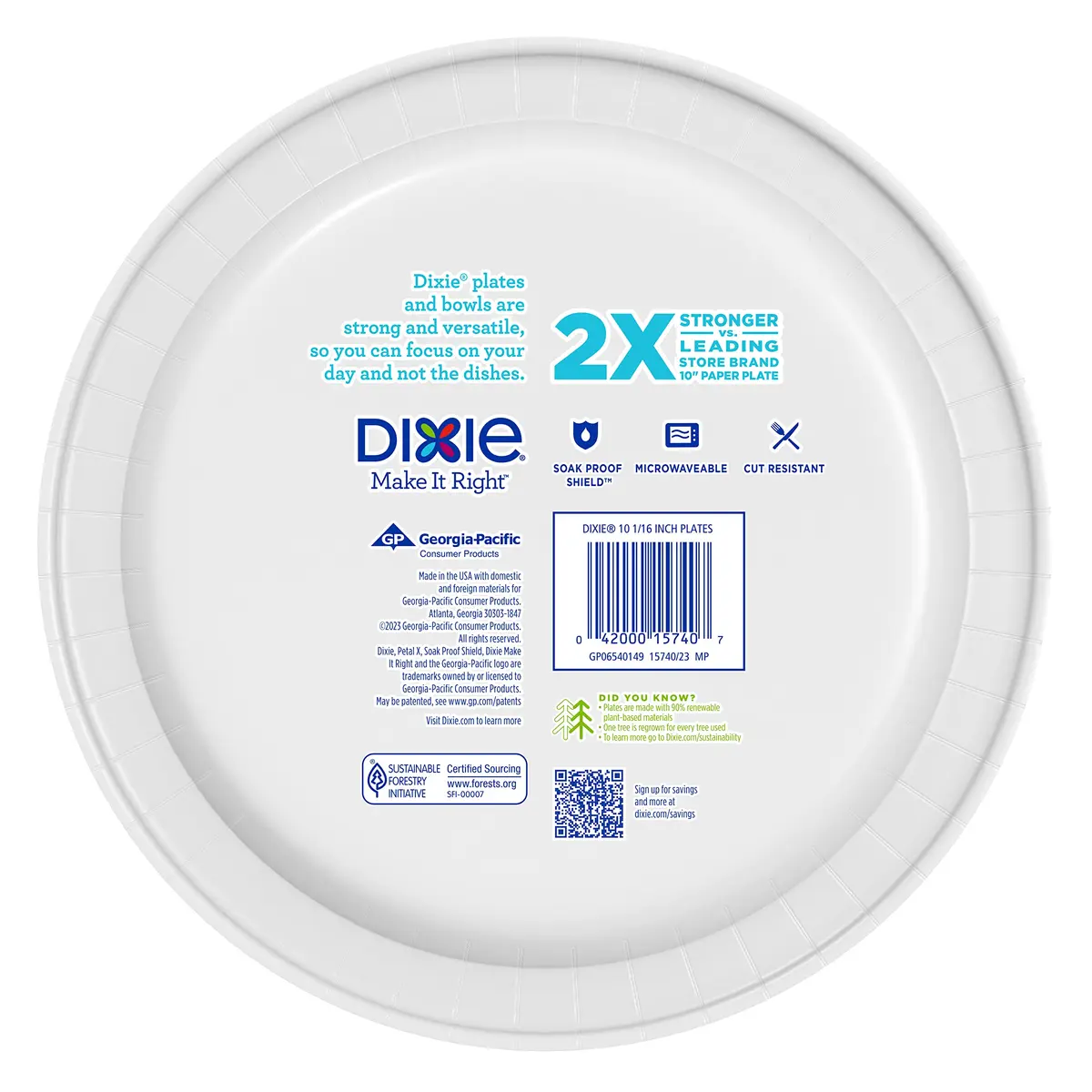 Dixie Ultra Paper Plates 10 Inch (258 Count) | 2X Stronger, Soak-Proof, Microwave-Safe | Kosher Certified - view 9