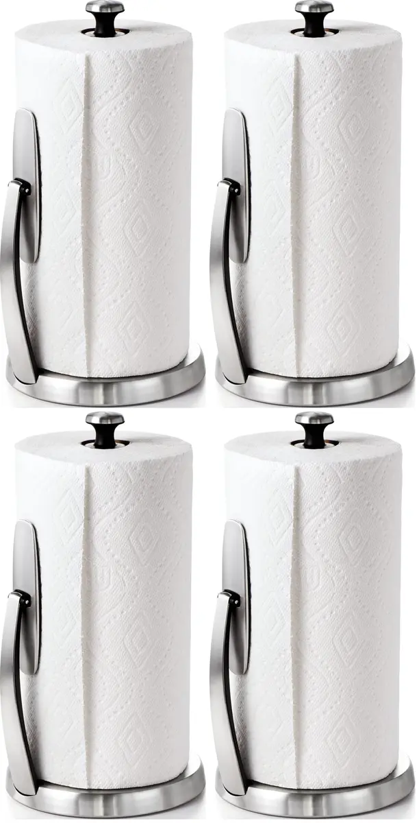 OXO Good Grips SimplyTear Paper Towel Holder Countertop (4 Pack) | Adjustable, Non-Slip, Easy Reload - main product image