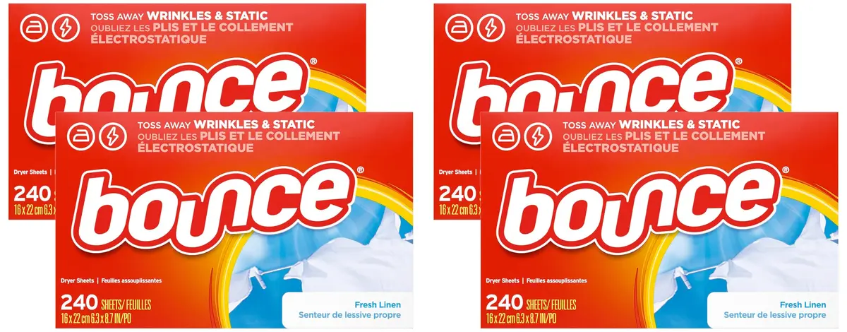 Bounce Fresh Linen Fabric Softener Dryer Sheets 960 Count (240 Sheets x 4 Packs) | Controls Static & Wrinkles - main product image
