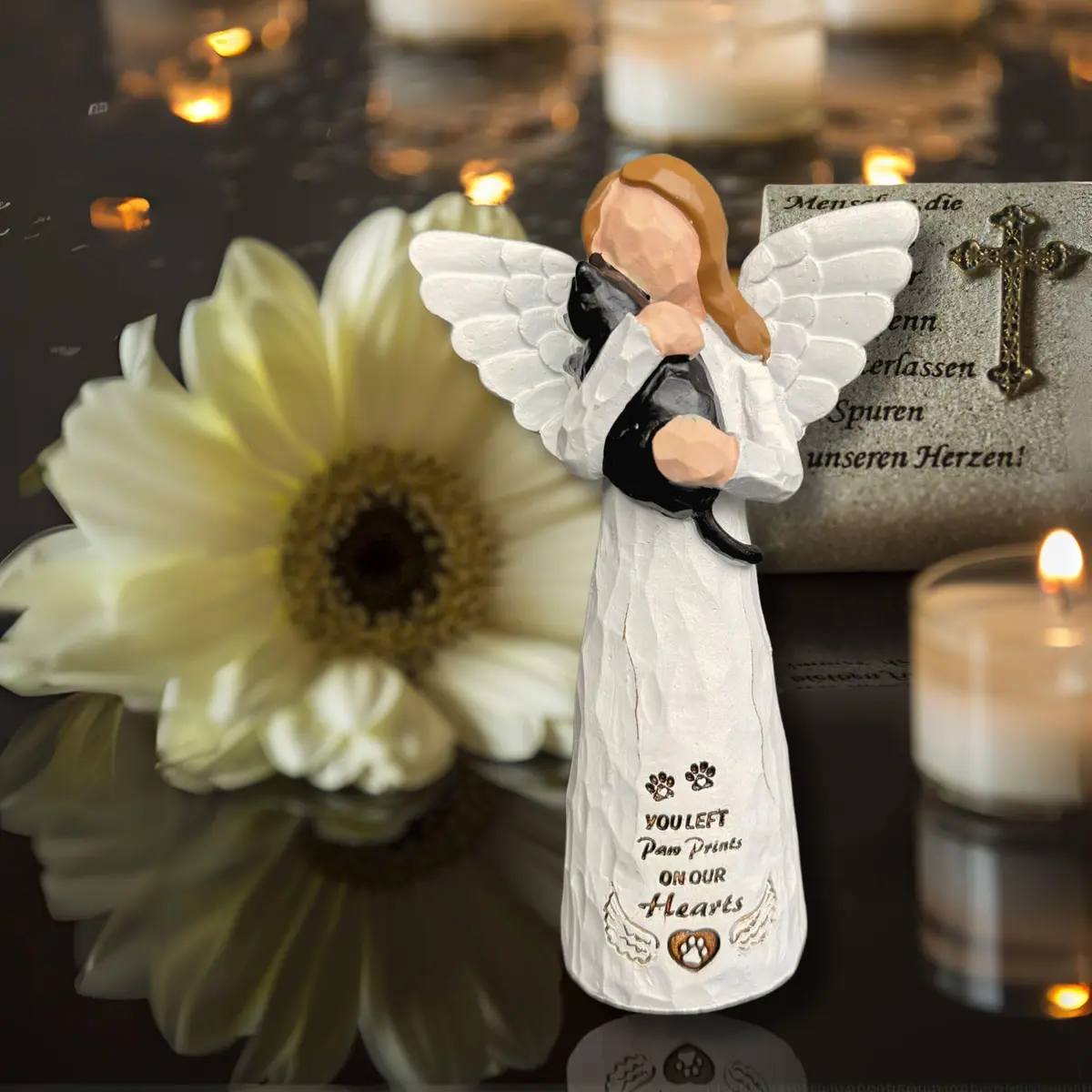 DUDULOVY Cat Memorial Gifts - Angel Statue, Black, Polyresin, Pet Memorial Products - view 2