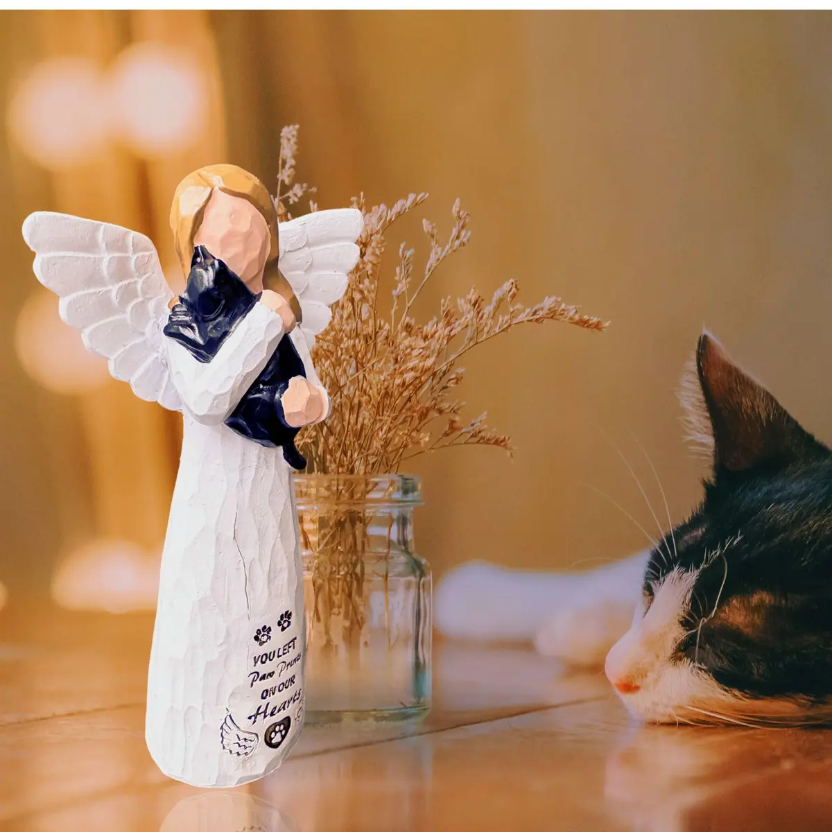 DUDULOVY Cat Memorial Gifts - Angel Statue, Black, Polyresin, Pet Memorial Products - view 3