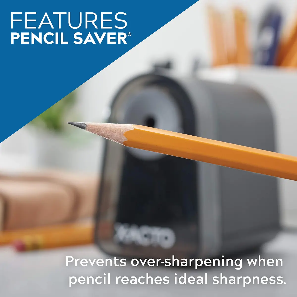 X-Acto Pencil Sharpener, Mighty Mite Electric, with Pencil Saver®, SafeStart® Motor, Black, Pack of 3 | Precise Tips, Less Frustration - view 3