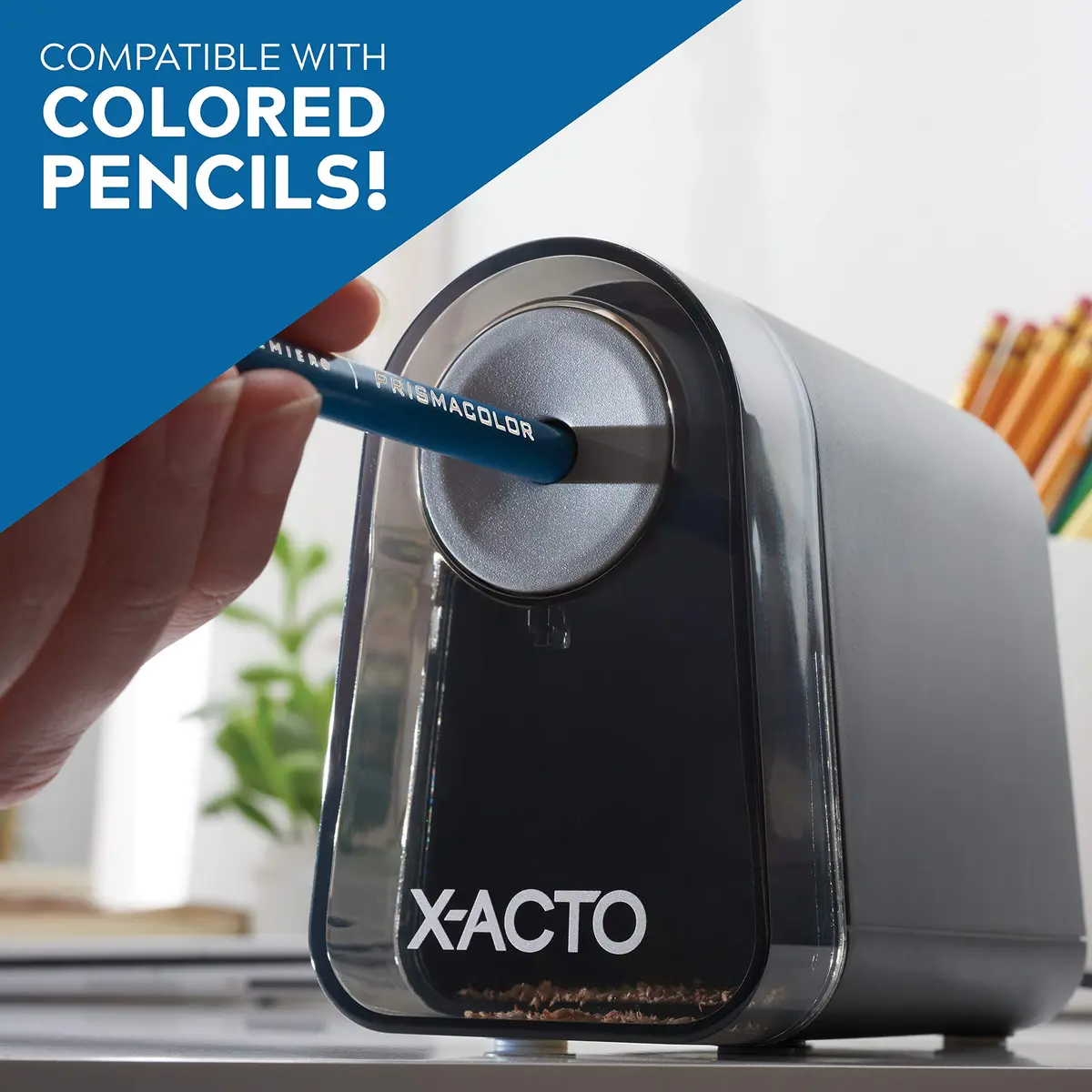 X-Acto Pencil Sharpener, Mighty Mite Electric, with Pencil Saver®, SafeStart® Motor, Black, Pack of 3 | Precise Tips, Less Frustration - view 4